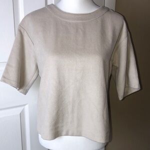 Ann Taylor Off White Short Sleeve Crew Neck Top‎ Wool Blend Sz S
